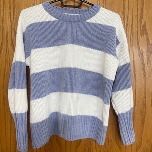 White and light blue sweater